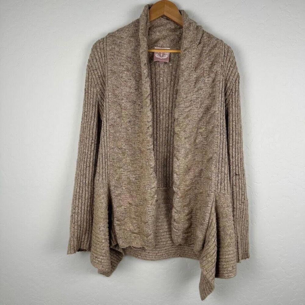 Romeo & Juliet Couture Womens Cardigan‎ Open Sweater XL tan Knit Jacket